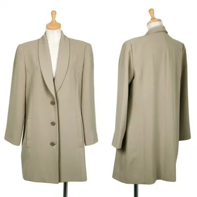 ヨシエイナバyoshie inaba ショールカラーロングジャケット グレージュ