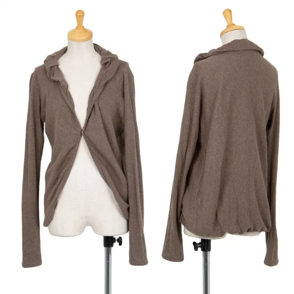 ワイズY's コットンスナップボタンパイピングカーディガン 杢モカ2 K-71508_001