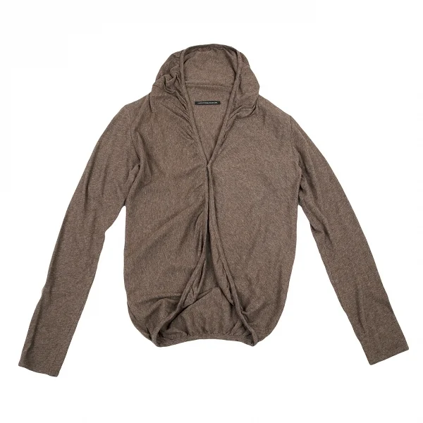 ワイズY's コットンスナップボタンパイピングカーディガン 杢モカ2 K-71508_002