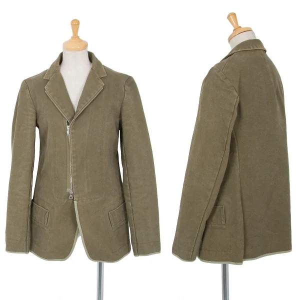 Y's Stone Wash Zip Jacket Khaki-green 2 K-71554_001