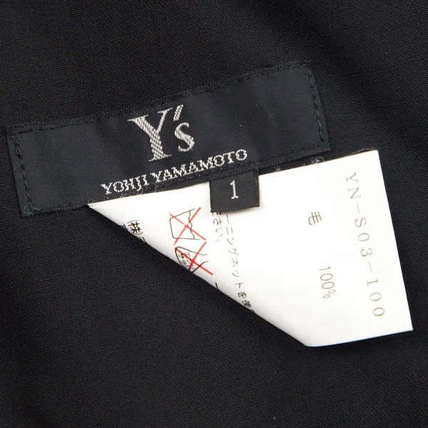 ワイズY’s ウールギャバサイドジップスカート 黒1 K-71562_012