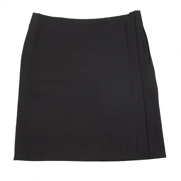ワイズY’s ウールギャバサイドジップスカート 黒1 K-71562_002