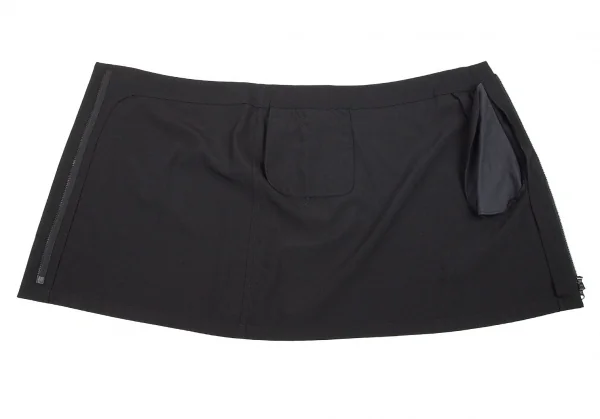 ワイズY’s ウールギャバサイドジップスカート 黒1 K-71562_007