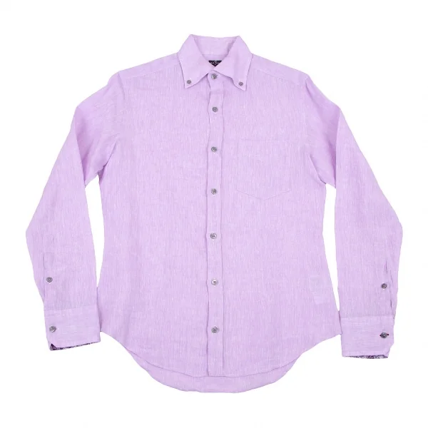 ポールスミスPaul Smith ボタンダウン長袖リネンシャツ パープルS (K