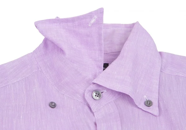 ポールスミスPaul Smith ボタンダウン長袖リネンシャツ パープルS (K