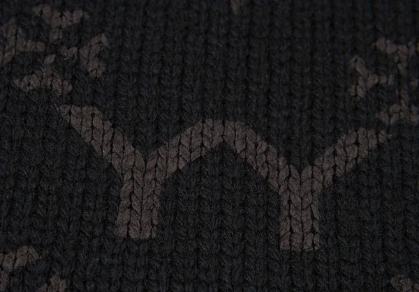 ヨウジヤマモト ファムYohji Yamamoto FEMME YYモノグラムロゴプリントタートルネックニットワンピース 黒2 K-71713_011