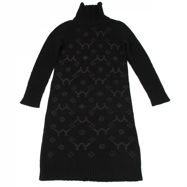 ヨウジヤマモト ファムYohji Yamamoto FEMME YYモノグラムロゴプリントタートルネックニットワンピース 黒2 K-71713_002