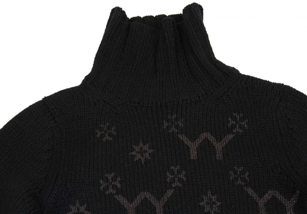 ヨウジヤマモト ファムYohji Yamamoto FEMME YYモノグラムロゴプリントタートルネックニットワンピース 黒2 K-71713_003