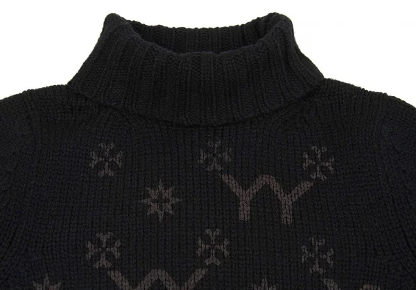 ヨウジヤマモト ファムYohji Yamamoto FEMME YYモノグラムロゴプリントタートルネックニットワンピース 黒2 K-71713_005