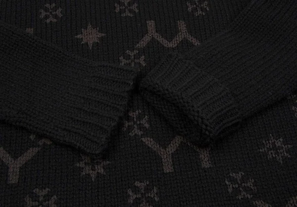 ヨウジヤマモト ファムYohji Yamamoto FEMME YYモノグラムロゴプリントタートルネックニットワンピース 黒2 K-71713_007