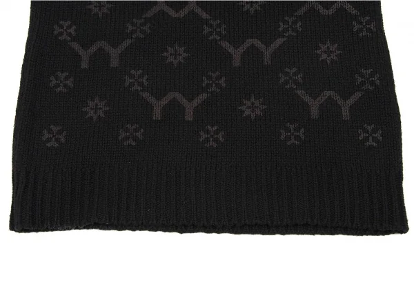 ヨウジヤマモト ファムYohji Yamamoto FEMME YYモノグラムロゴプリントタートルネックニットワンピース 黒2 K-71713_008