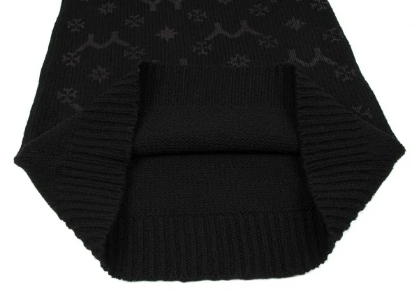 ヨウジヤマモト ファムYohji Yamamoto FEMME YYモノグラムロゴプリントタートルネックニットワンピース 黒2 K-71713_009