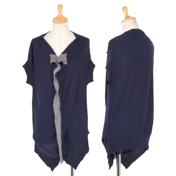 Yohji Yamamoto NOIR Silk Cashmere Knit Top Navy 2 K-71725_001