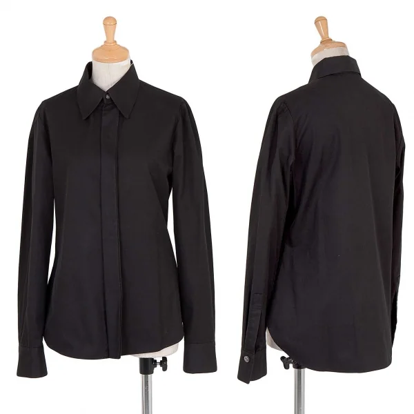 ヨウジヤマモト ノアールYohji Yamamoto NOIR コットン比翼長袖シャツ 黒1 K-71727_001