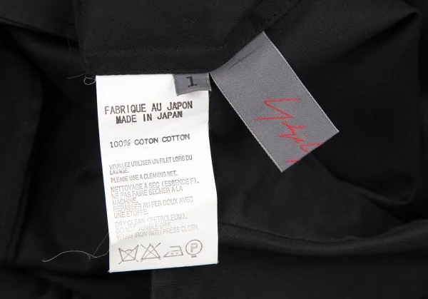 ヨウジヤマモト ノアールYohji Yamamoto NOIR コットン比翼長袖シャツ 黒1 K-71727_017