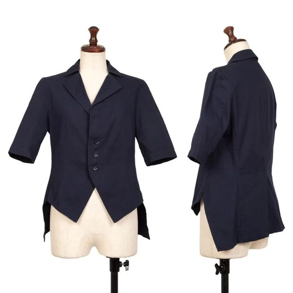 ワイズY's コットンショート丈半袖ジャケット 紺2 K-71730_001