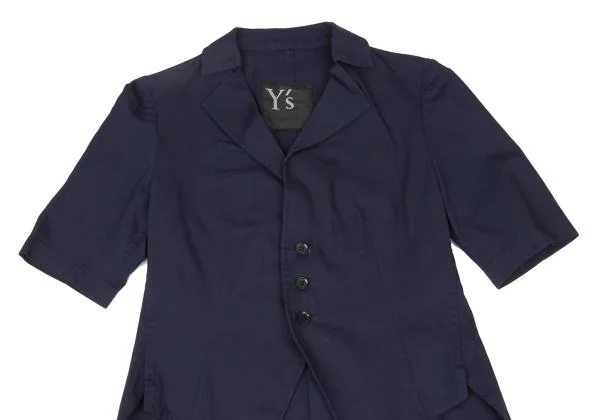 ワイズY's コットンショート丈半袖ジャケット 紺2 K-71730_003