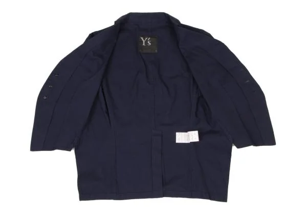 ワイズY's コットンショート丈半袖ジャケット 紺2 K-71730_008