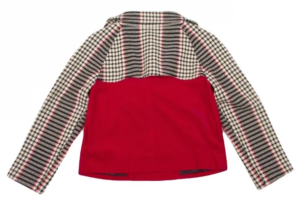 コムデギャルソンCOMME des GARCONSツイードベロア切替ジャケット 白黒赤M K-71740_013
