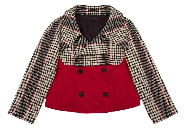 コムデギャルソンCOMME des GARCONSツイードベロア切替ジャケット 白黒赤M K-71740_002