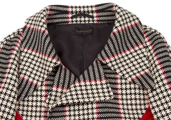 コムデギャルソンCOMME des GARCONSツイードベロア切替ジャケット 白黒赤M K-71740_003