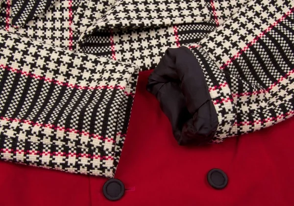 コムデギャルソンCOMME des GARCONSツイードベロア切替ジャケット 白黒赤M K-71740_004