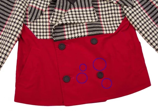 コムデギャルソンCOMME des GARCONSツイードベロア切替ジャケット 白黒赤M K-71740_005