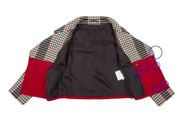 コムデギャルソンCOMME des GARCONSツイードベロア切替ジャケット 白黒赤M K-71740_009