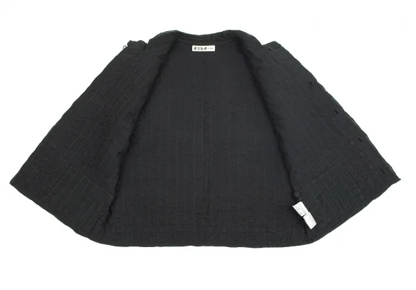 アシャASHA BY MDS インドコットン刺し子刺繍スタンドカラーベスト こげ茶M K-71756_010