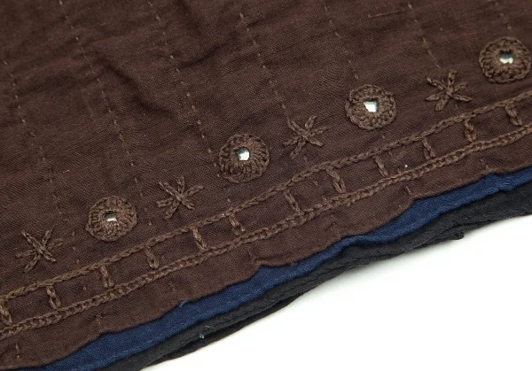 アシャASHA BY MDS インドコットン刺し子刺繍スタンドカラーベスト こげ茶M K-71756_012