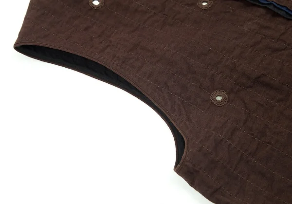 アシャASHA BY MDS インドコットン刺し子刺繍スタンドカラーベスト こげ茶M K-71756_007