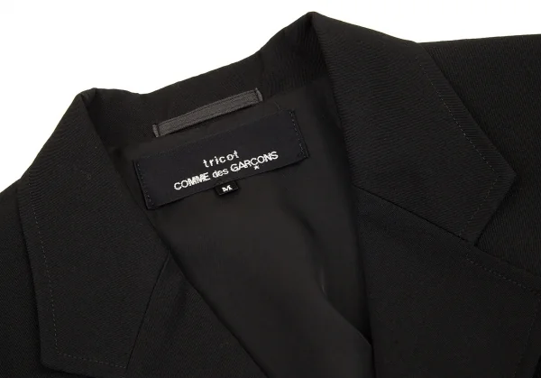 トリココムデギャルソンtricot COMME des GARCONSウールギャバランダムダーツデザインジャケット 黒M K-71768_004
