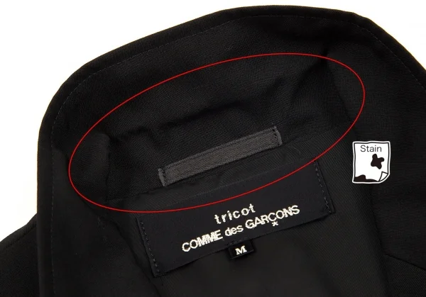 トリココムデギャルソンtricot COMME des GARCONSウールギャバランダムダーツデザインジャケット 黒M K-71768_005