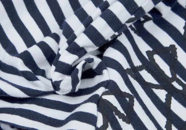 コムコム コムデギャルソンCOMME des GARCONS ボーダーリボンプリントカットソー 白濃紺黒S K-71864_016
