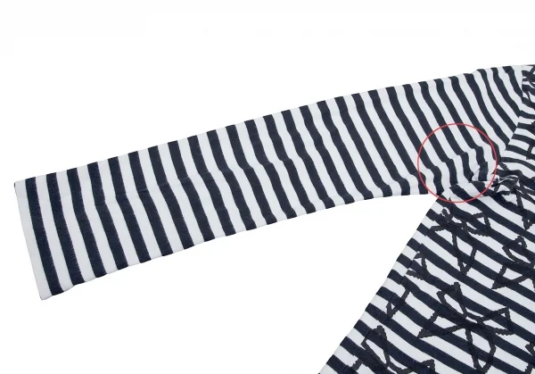 コムコム コムデギャルソンCOMME des GARCONS ボーダーリボンプリントカットソー 白濃紺黒S K-71864_009