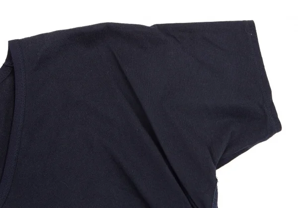 イッセイミヤケ ホワイトレーベルISSEY MIYAKE WHITELABEL サイドギャザーロング丈VネックTシャツ 紺2 K-71897_005