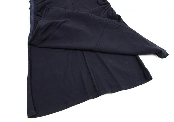 イッセイミヤケ ホワイトレーベルISSEY MIYAKE WHITELABEL サイドギャザーロング丈VネックTシャツ 紺2 K-71897_009