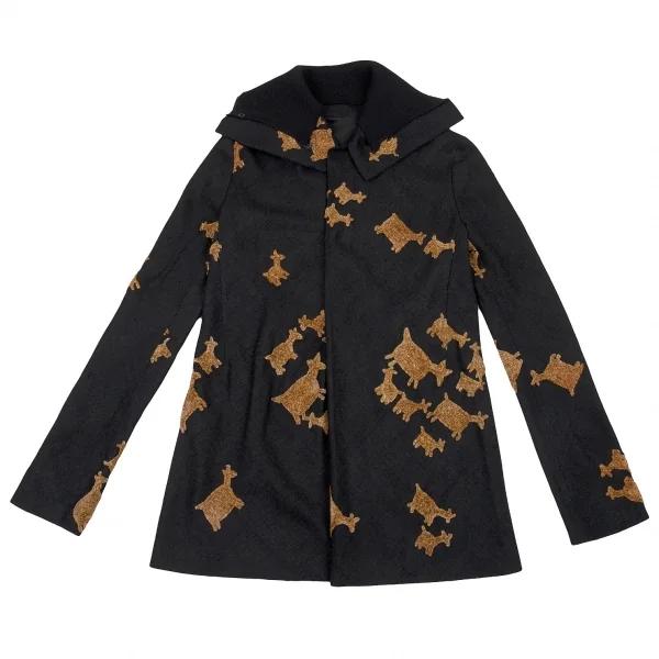 ヨウジヤマモト ファムYohji Yamamoto FEMME 犬刺繍シルクジャケット
