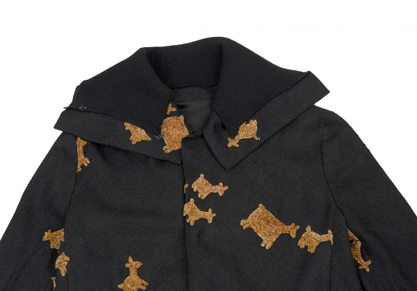 ヨウジヤマモト ファムYohji Yamamoto FEMME 犬刺繍シルクジャケット