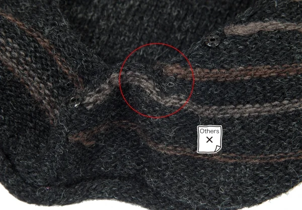 ワイズY's ウールストライプ切り替えデザインニットロンパース 杢グレー茶3 K-71997_012