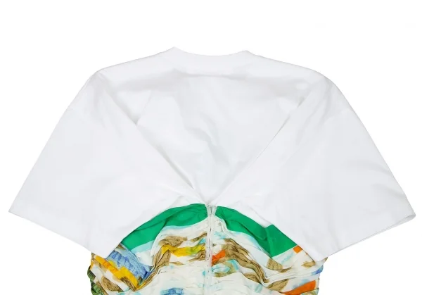 新品ですが…ジュンヤワタナベ コムデギャルソンJUNYA WATANABE COMME des GARCONS柄シルクギャザーコルセット半袖カットソー 白M K-72140_011