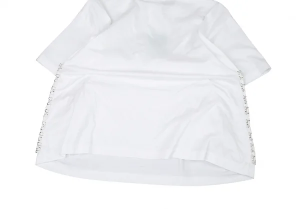 新品ですが…ジュンヤワタナベ コムデギャルソンJUNYA WATANABE COMME des GARCONS柄シルクギャザーコルセット半袖カットソー 白M K-72140_015