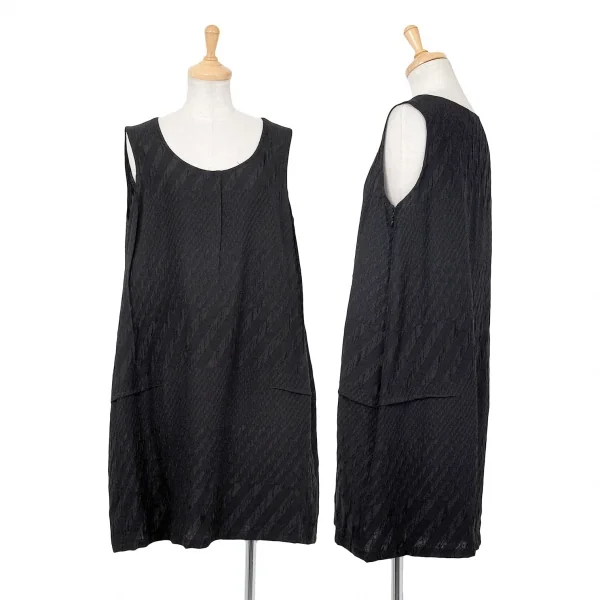 リミフゥLIMI feu ウール混マルチストライプ織りノースリーブワンピース 黒S K-72232_001