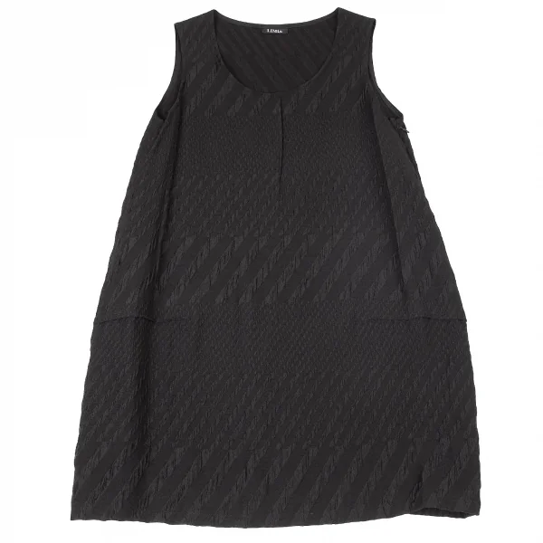 リミフゥLIMI feu ウール混マルチストライプ織りノースリーブワンピース 黒S K-72232_002