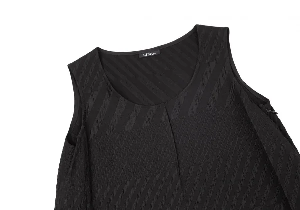 リミフゥLIMI feu ウール混マルチストライプ織りノースリーブワンピース 黒S K-72232_003