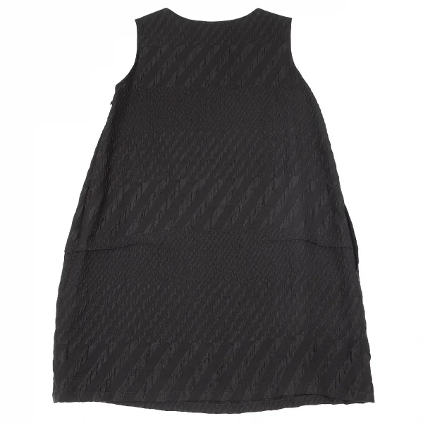 リミフゥLIMI feu ウール混マルチストライプ織りノースリーブワンピース 黒S K-72232_009