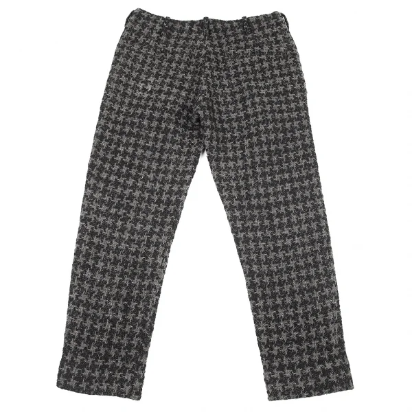 ヨウジヤマモト プールオムYohji Yamamoto POUR HOMME ウールシルクツイードニットパンツ グレー黒2 K-72288_008