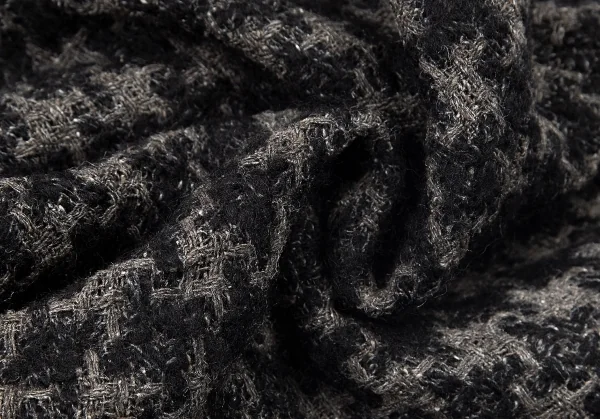 ヨウジヤマモト プールオムYohji Yamamoto POUR HOMME ウールシルクツイードニットパンツ グレー黒2 K-72288_010