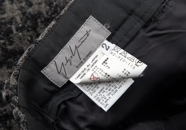 ヨウジヤマモト プールオムYohji Yamamoto POUR HOMME ウールシルクツイードニットパンツ グレー黒2 K-72288_013