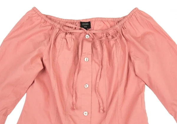 ジャンポールゴルチエ ファムJean Paul GAULTIER FEMME ネックギャザー5分袖ブラウス サーモンピンク40 K-72399_003